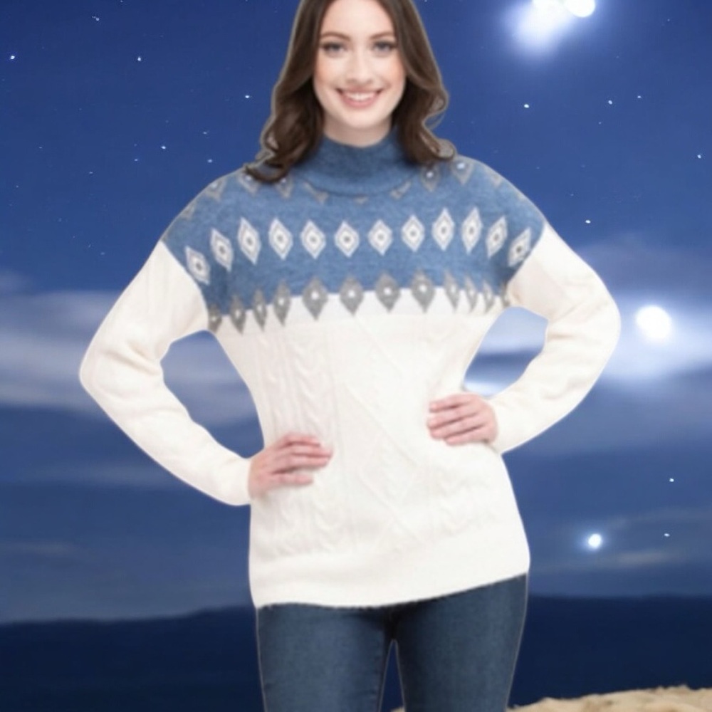 NWT Ricki’s Ladies XL Fair Isle Mock Neck Sweater